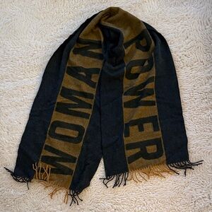 Acne Studios dark green and camel scarf wool